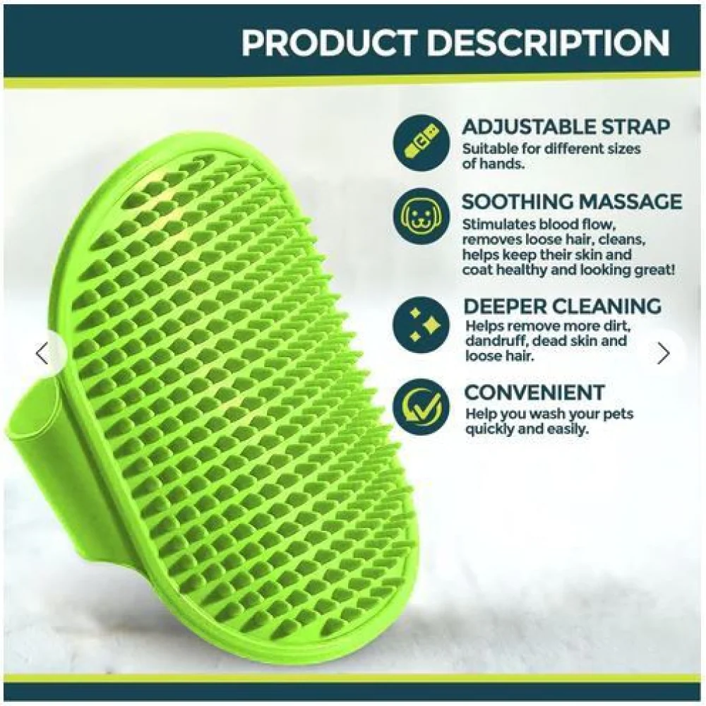 Chullbull Rubber Bristles Hand Brush Comb for Dogs (Green) - Image 2