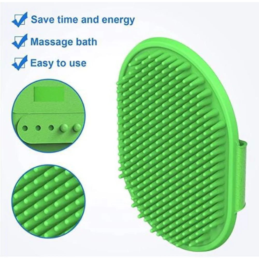 Chullbull Rubber Bristles Hand Brush Comb for Dogs (Green) - Image 4
