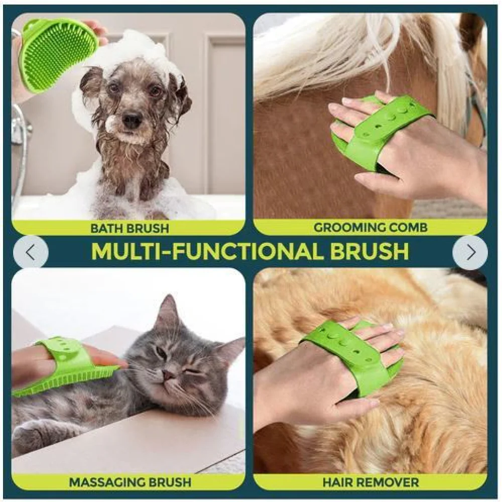 Chullbull Rubber Bristles Hand Brush Comb for Dogs (Green) - Image 5