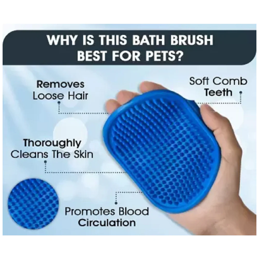 Chullbull Rubber Bristles Hand Brush Comb for Dogs (Red/Blue) - Image 2