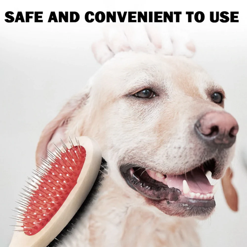 Chullbull Double Sided Wooden Hair Comb for Dogs and Cats (Red) - Image 4