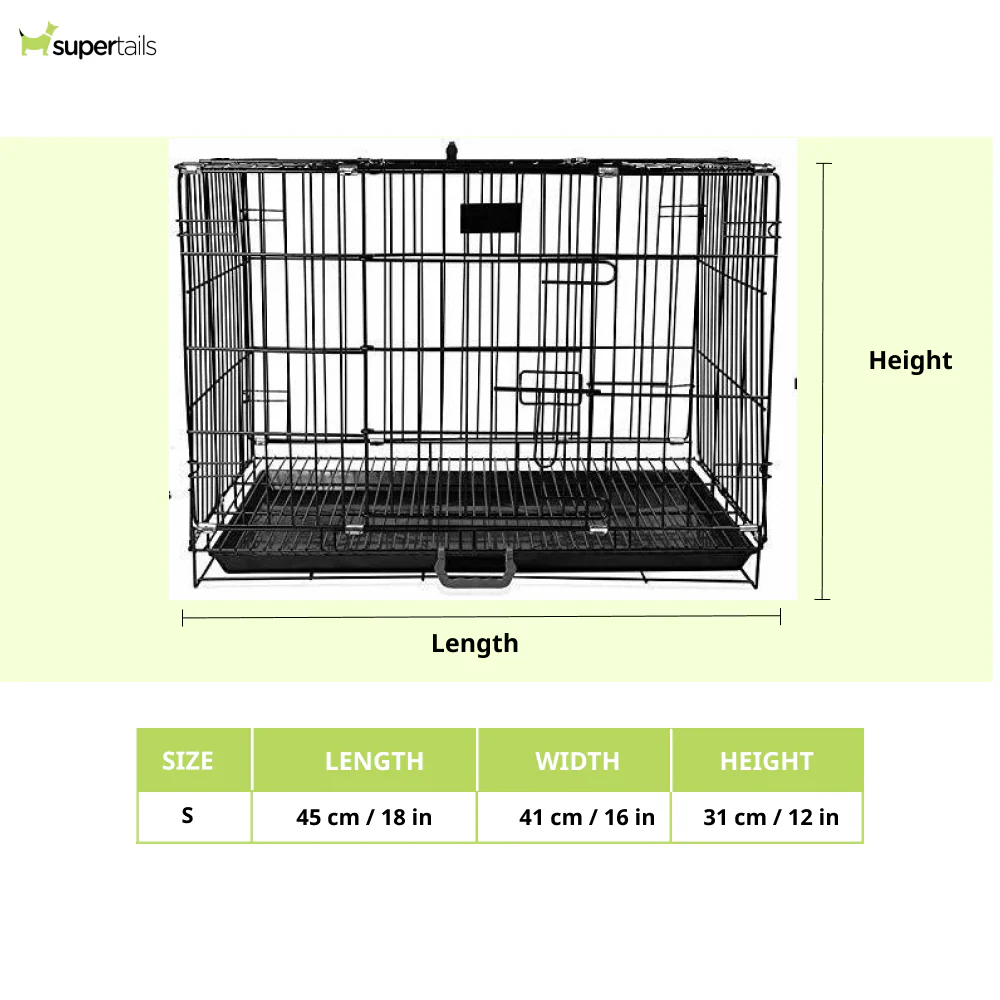 Chullbull Single Door Iron Powder Coated with Removable Tray Carrier for Dogs and Cats (Black) - Image 2