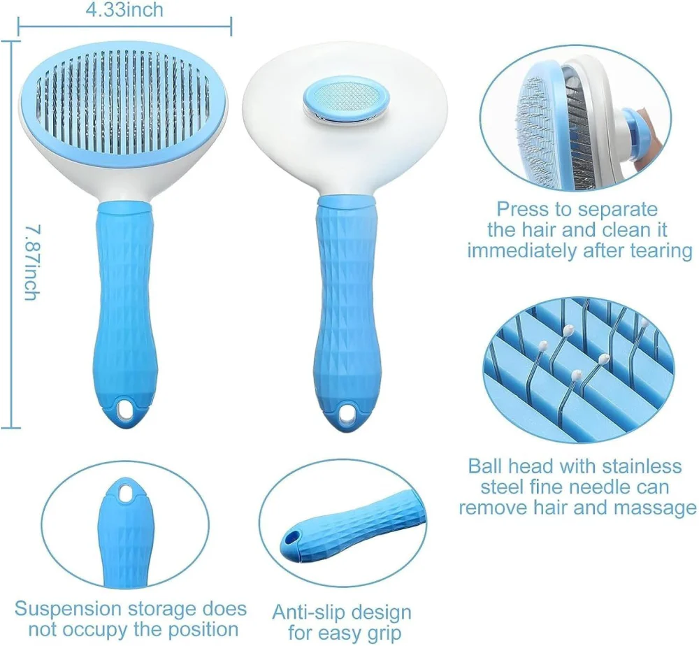 Chullbull Oval Slicker, Bath and Rubber Hand Brush Grooming Kit for Dogs - Image 2