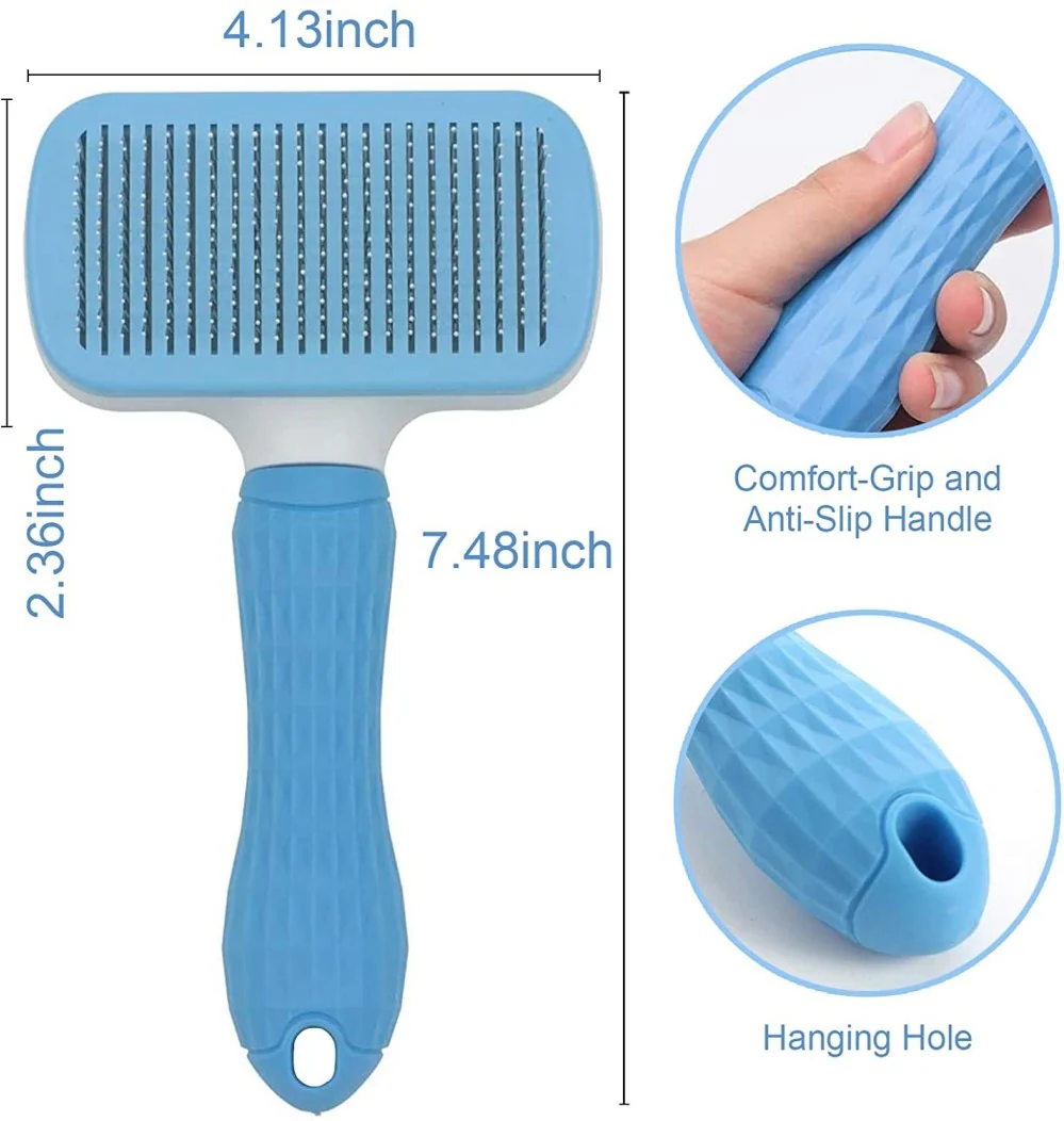 Chullbull Rectangle Slicker, Bath and Rubber Hand Brush Grooming Kit for Dogs - Image 2