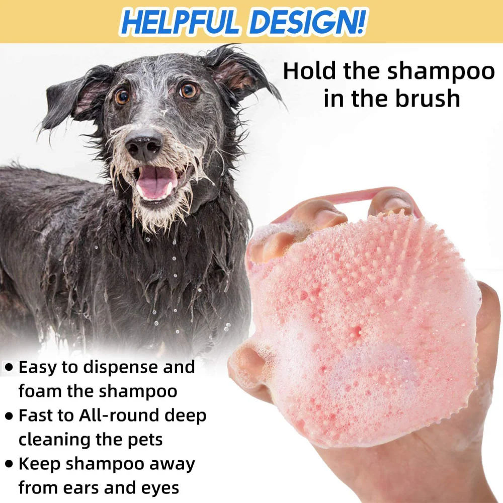 Chullbull Soft Silicon Bath Brush for Dogs and Cats (Pink) - Image 2
