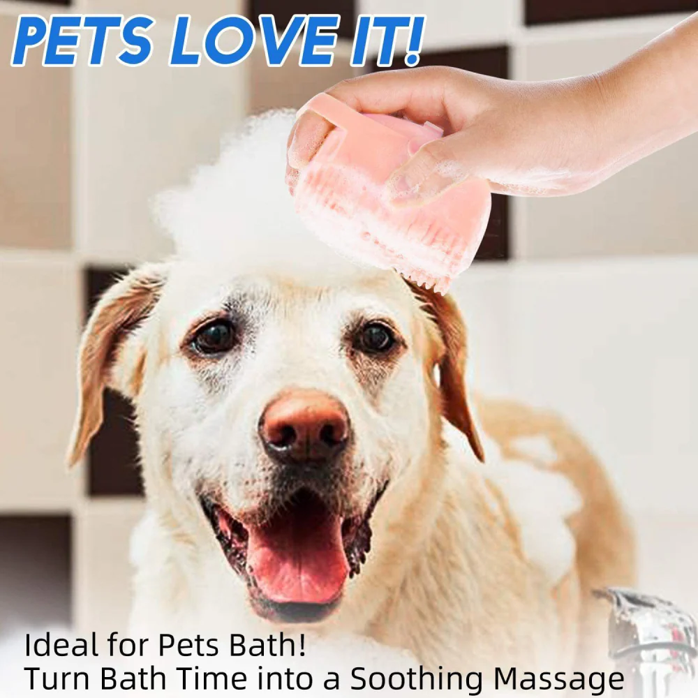 Chullbull Soft Silicon Bath Brush for Dogs and Cats (Pink) - Image 3