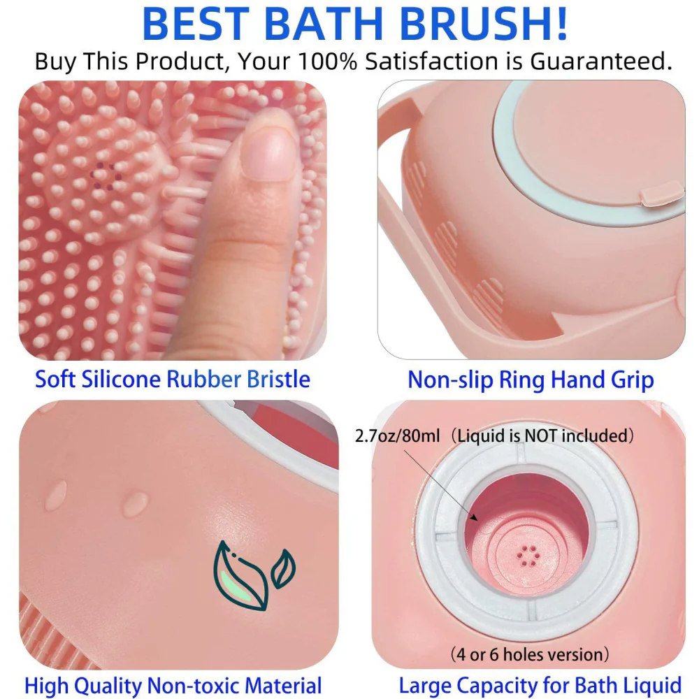 Chullbull Soft Silicon Bath Brush for Dogs and Cats (Pink) - Image 5