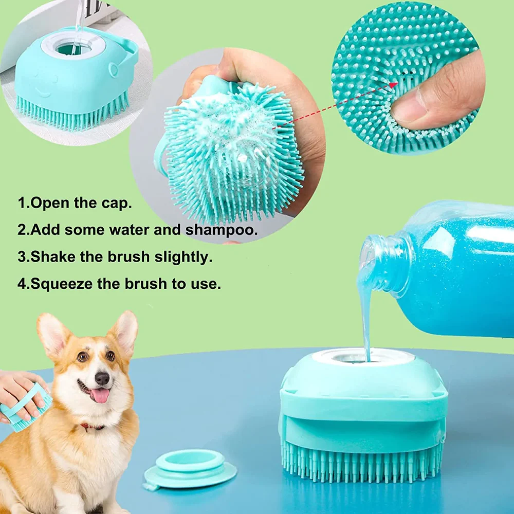 Chullbull Soft Silicon Bath Brush for Dogs and Cats (Pink) - Image 8