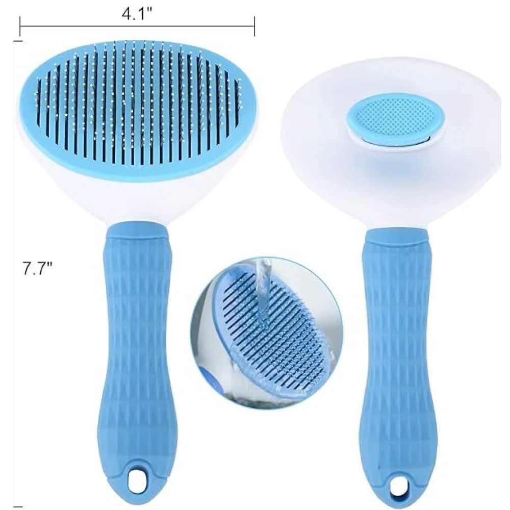 Chullbull Self Cleaning Oval Pin Slicker Brush for Dogs and Cats (Blue) - Image 2
