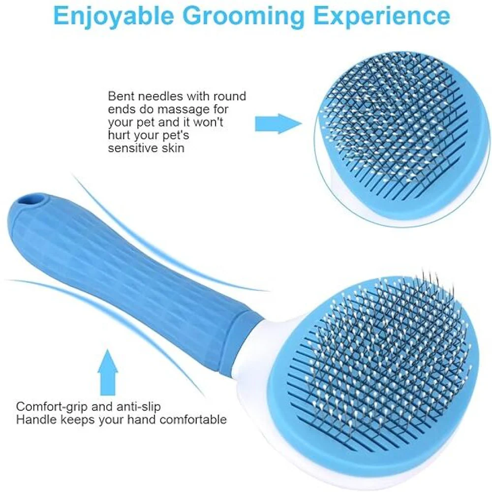 Chullbull Self Cleaning Oval Pin Slicker Brush for Dogs and Cats (Blue) - Image 5