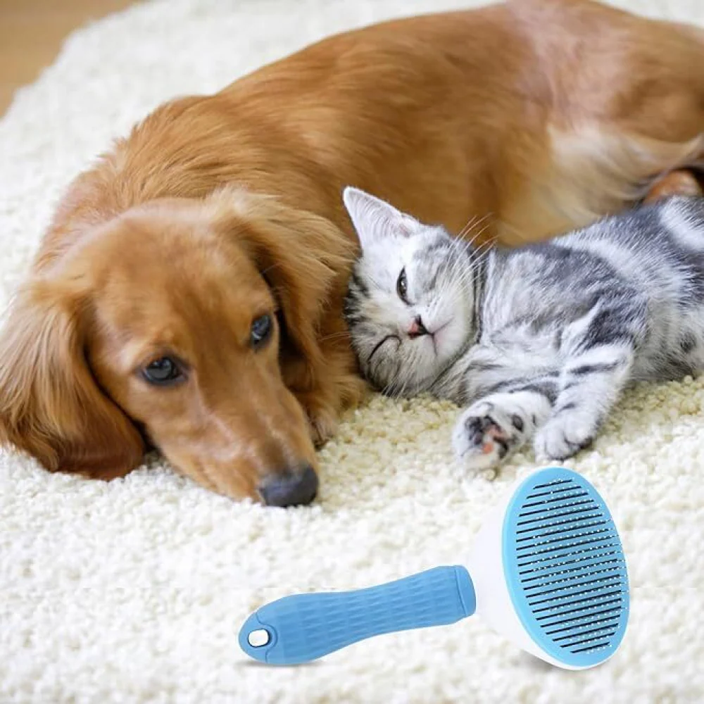 Chullbull Self Cleaning Oval Pin Slicker Brush for Dogs and Cats (Blue) - Image 6