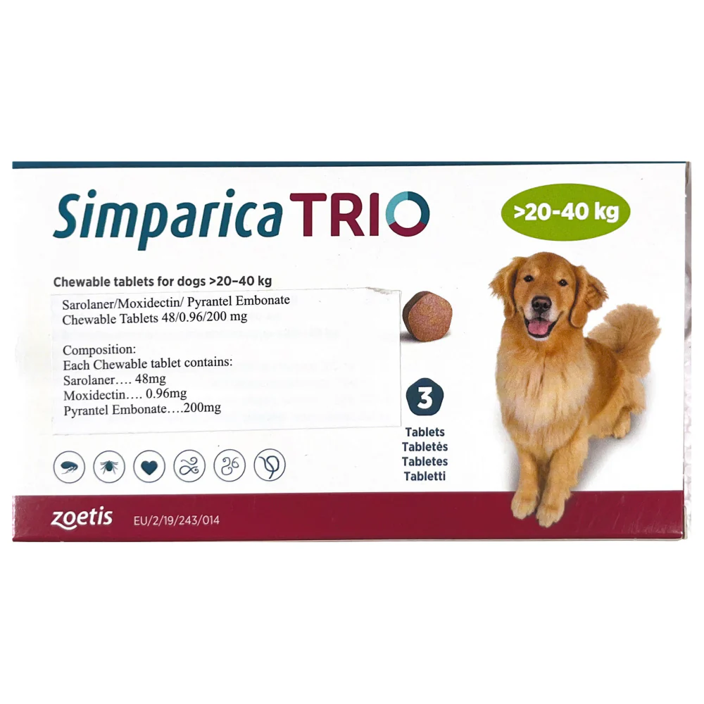 Zoetis Simparica Trio Tablet (20-40 kg) and Virbac Clinar M Shampoo Tick & Flea Control Combo for Dogs - Image 3