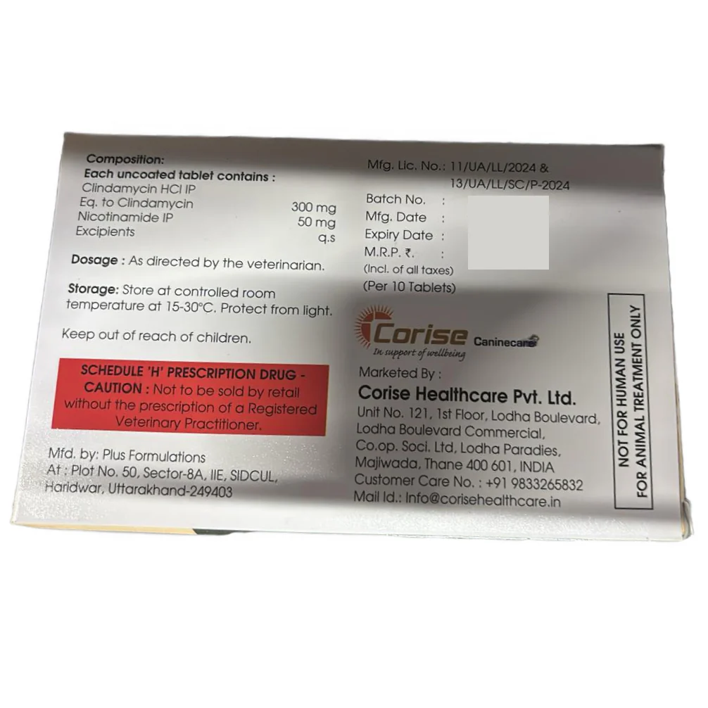 Corise Clivet ND Tablet (Clindamycin & Nicotinamide) for Dogs and Cats - Image 2