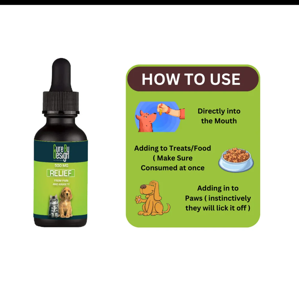 Cure By Design 500mg CBD Relief Oil for Dogs and Cats - Image 2