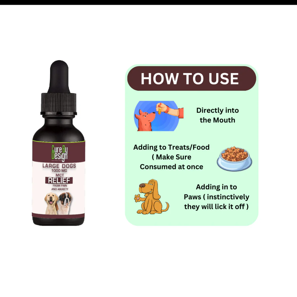 Cure By Design 1000mg CBD MCT Relief Oil for Large Dogs - Image 3