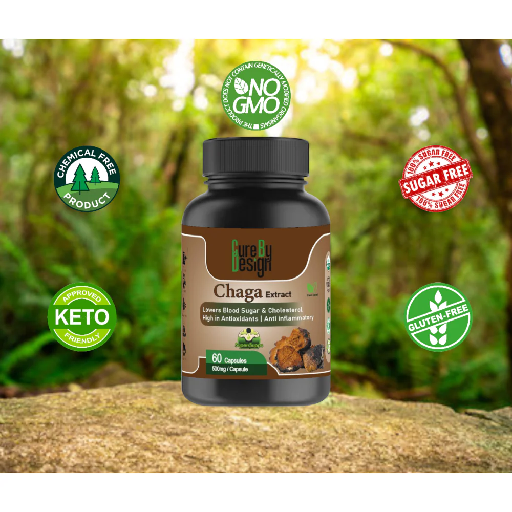 Cure By Design Chaga Mushroom Capsules for Dogs and Cats - Image 2