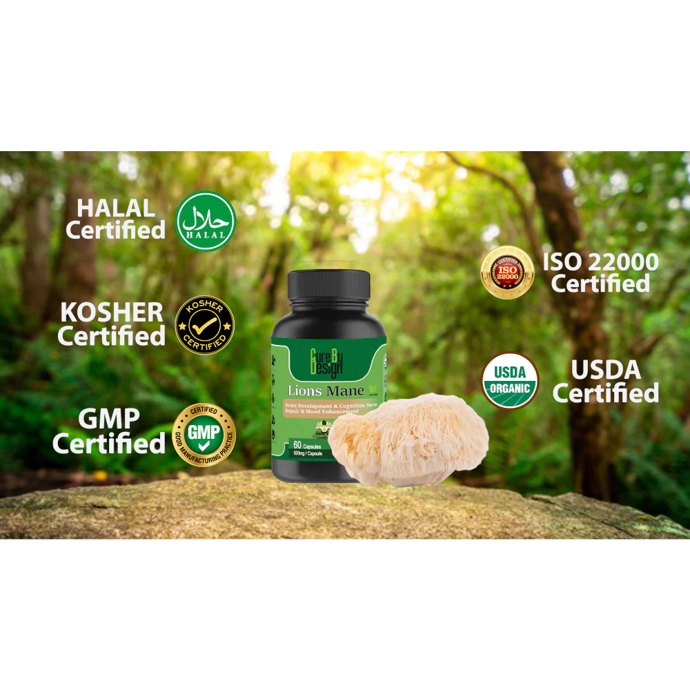 Cure By Design Lion Mane Mushroom Capsules for Dogs and Cats - Image 4
