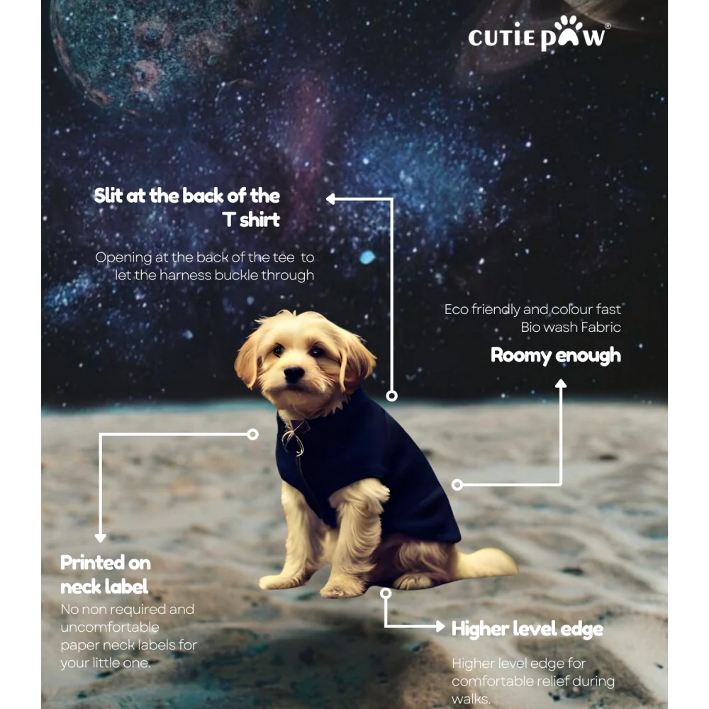 Cutiepaw The Nasa Collection Laika Edition 2 Printed Sleeveless Tshirt for Dogs and Cats (Light Blue) - Image 4