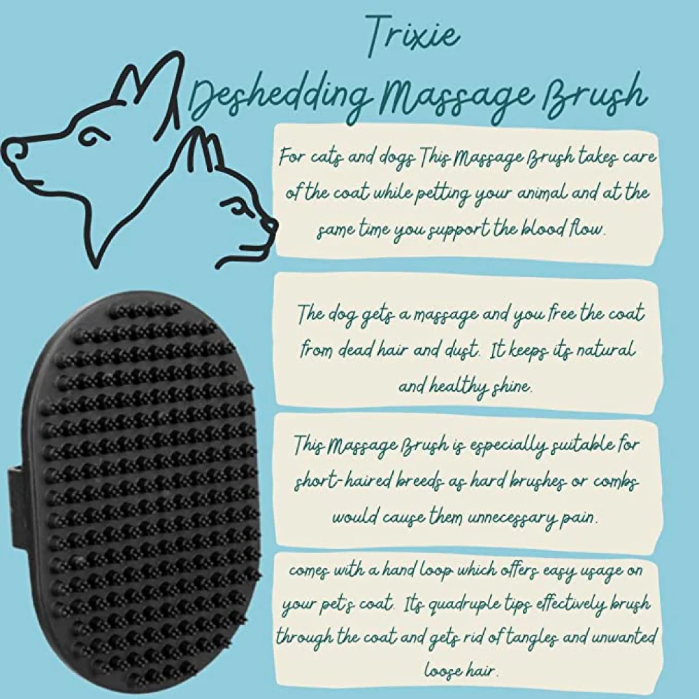 Trixie Deshedding Rubber Massage Care Brush for Dogs and Cats - Image 6
