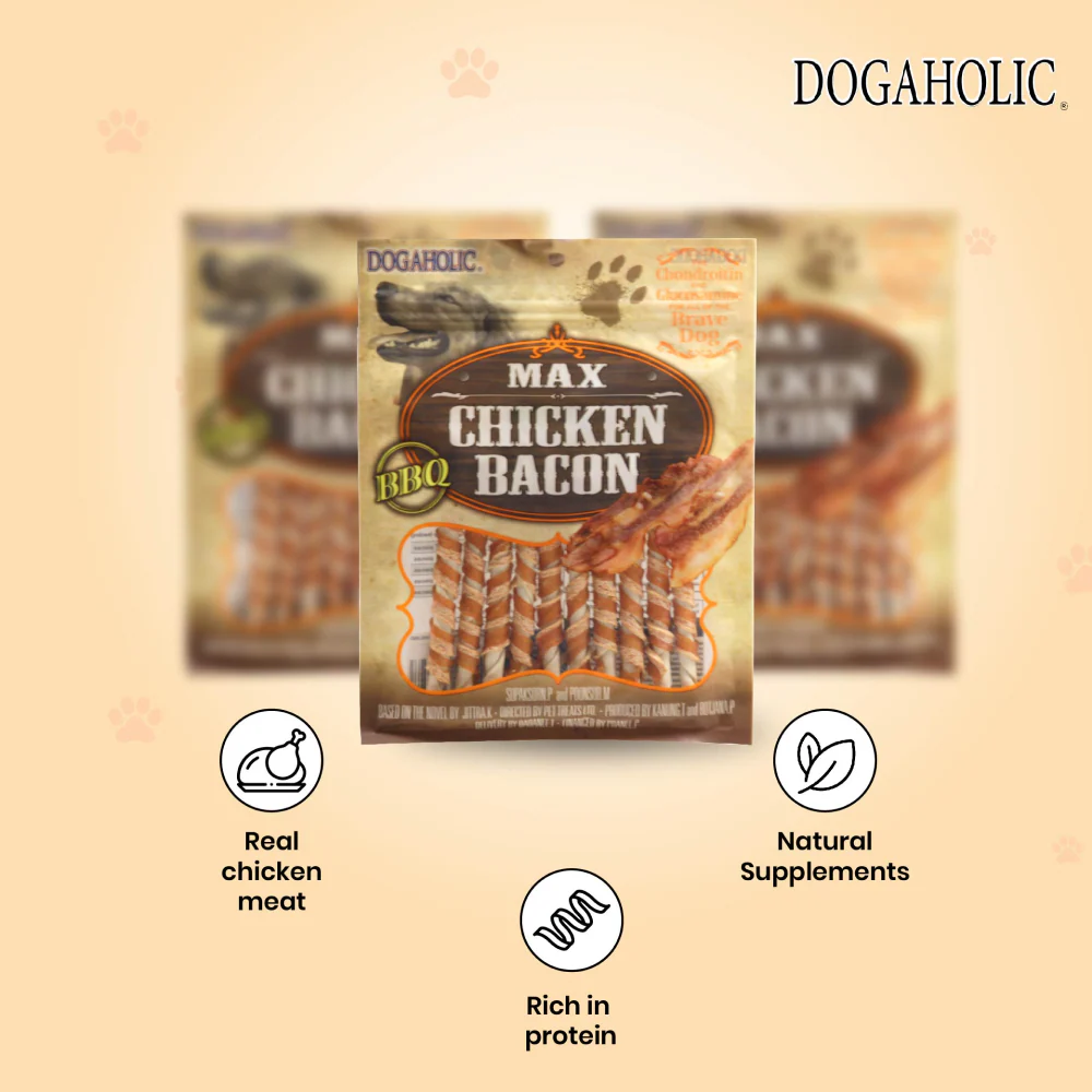 Dogaholic Max Barbeque Chicken Bacon Sticks Dog Treats - Image 2