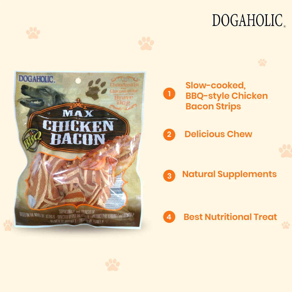 Dogaholic Max Barbeque Chicken Bacon Strips Dog Treats - Image 5