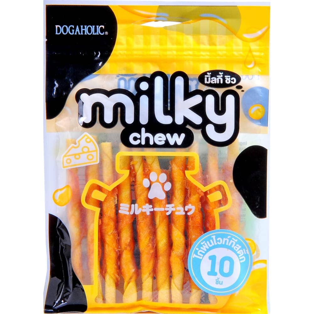 Dogaholic Milky Chew Cheese Chicken and Milky Chew Chicken Stick Style Dog Treats Combo (2+2) - Image 4