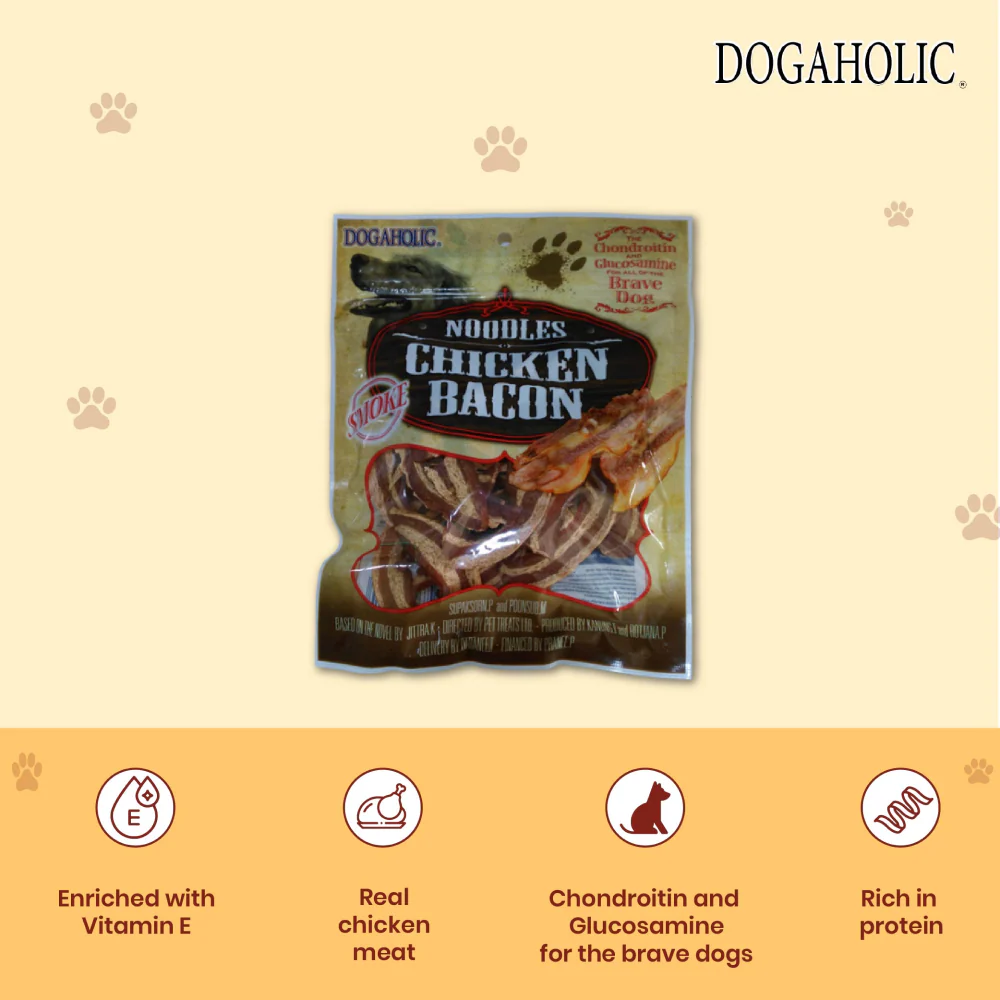 Dogaholic Noodles Smoked Chicken Bacon Strips Dog Treats - Image 3
