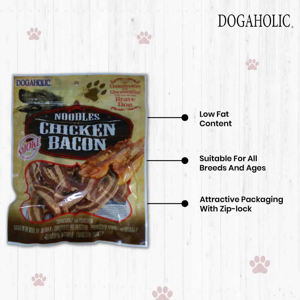 Dogaholic Noodles Smoked Chicken Bacon Strips Dog Treats - Image 4