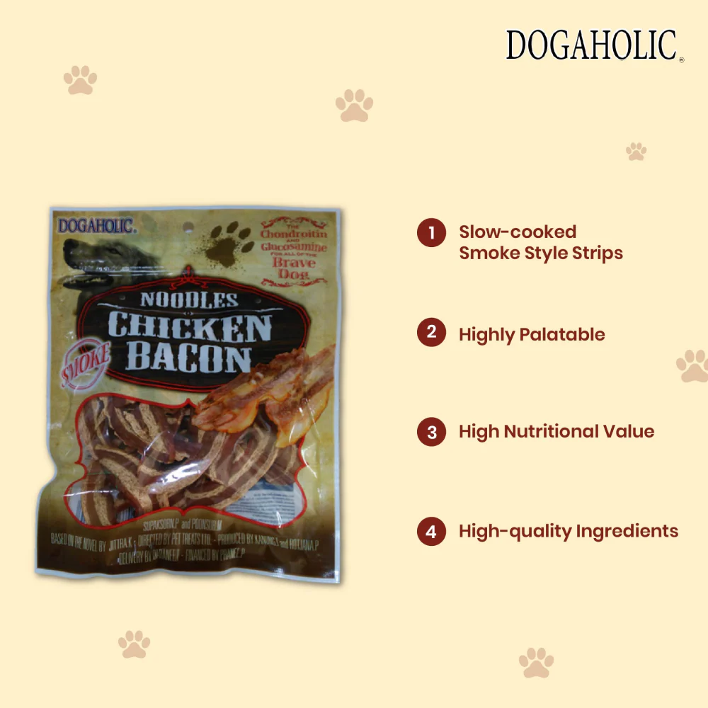 Dogaholic Noodles Smoked Chicken Bacon Strips Dog Treats - Image 5