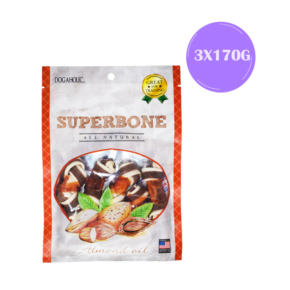 Dogaholic Superbone Almond Oil Knotted Dog Treats - Image 2