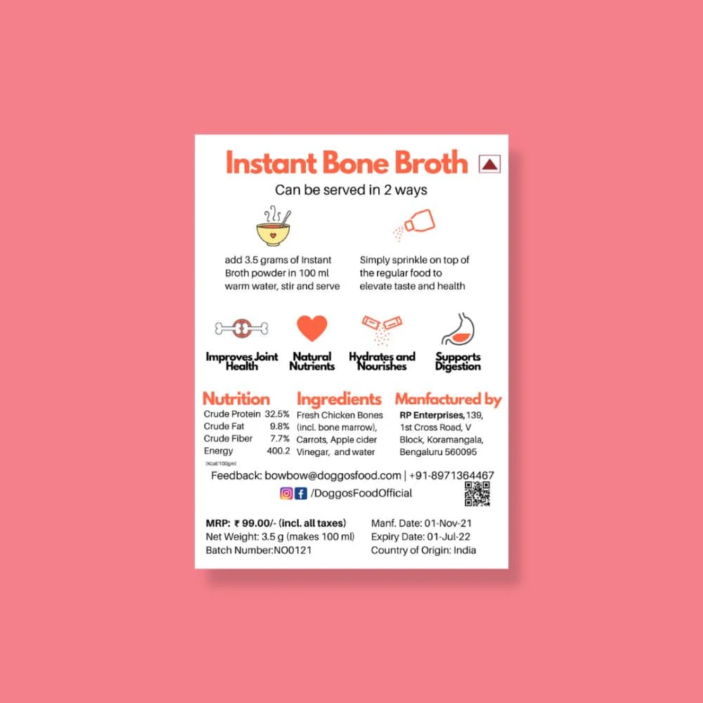 Doggos Instant Chicken Bone Broth with Carrot for Dogs and Cats - Image 3