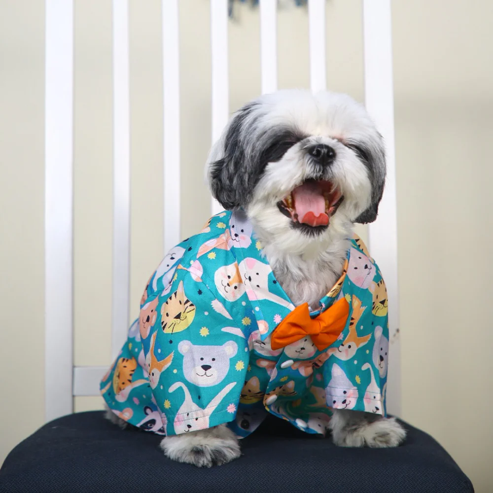 Dogobow Animal Print Shirt for Dogs (Teal) - Image 4