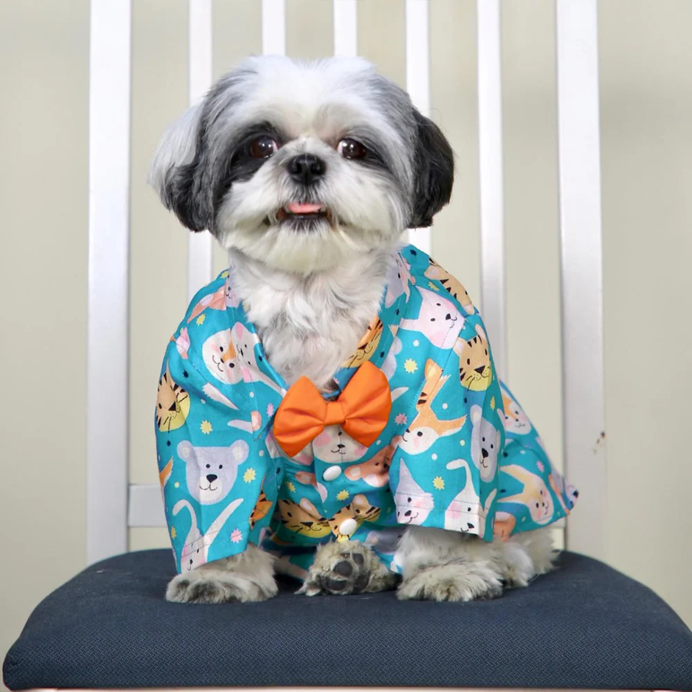 Dogobow Animal Print Shirt for Dogs (Teal) - Image 6