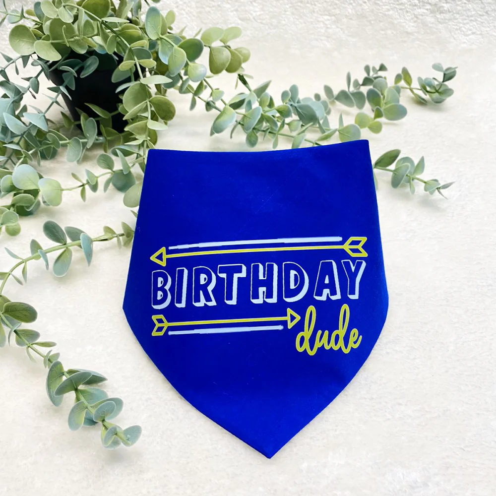 Dogobow Birthday Dude Scarf for Dogs (Royal Blue) (Get a Bow Free) - Image 3