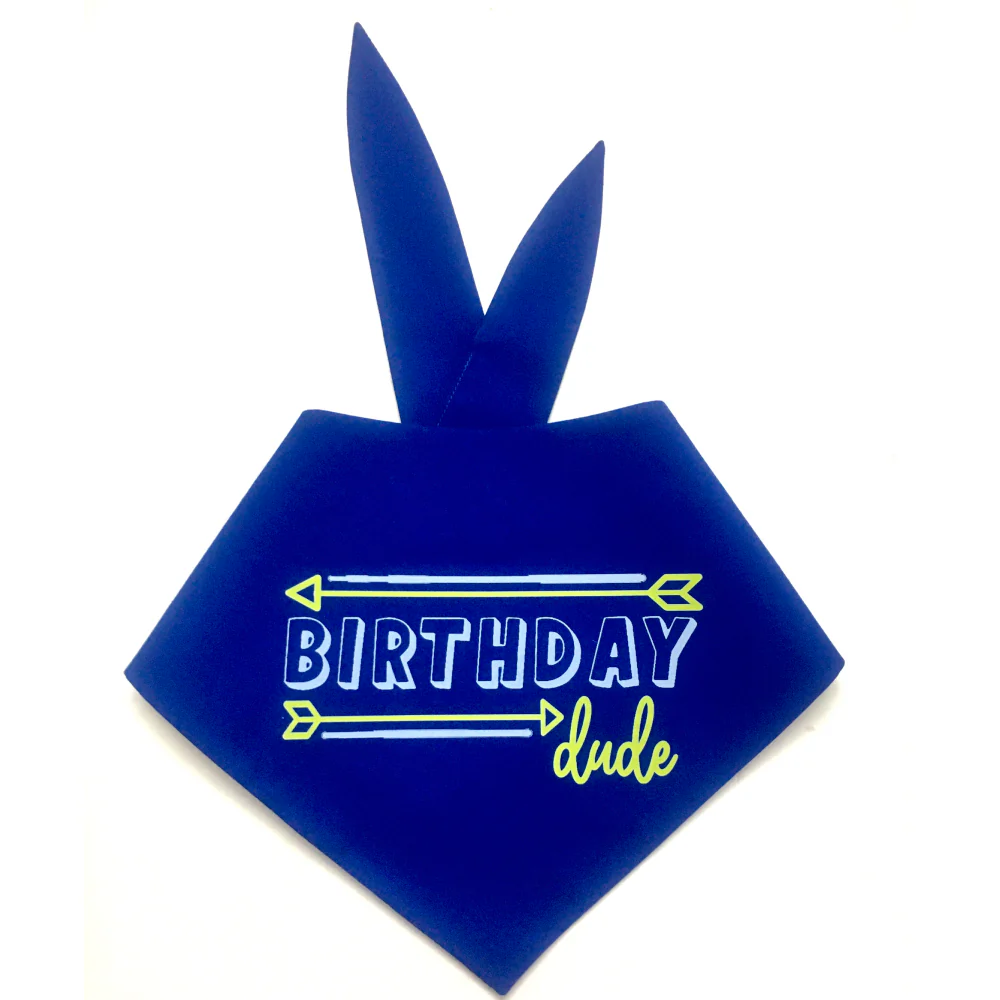 Dogobow Birthday Dude Scarf for Dogs (Royal Blue) (Get a Bow Free) - Image 4