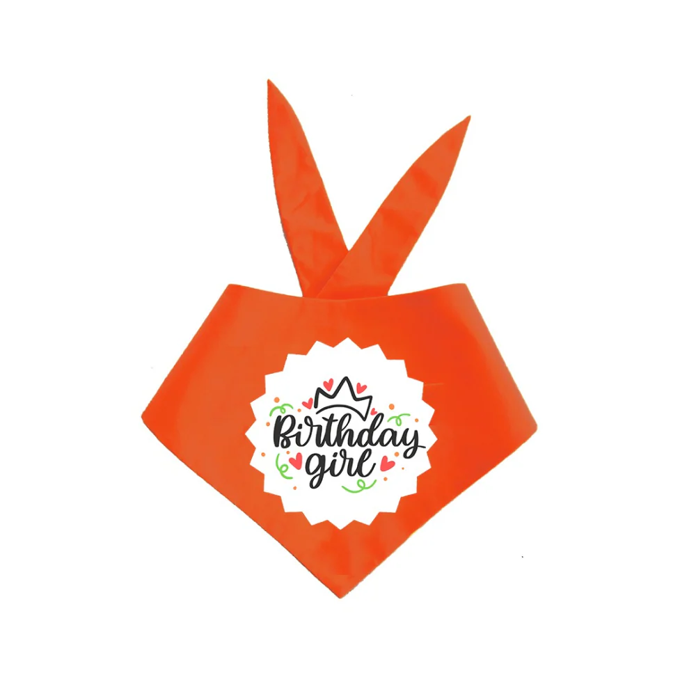 Dogobow Birthday Girl Printed Bandana for Dogs (Orange/White) - Image 2