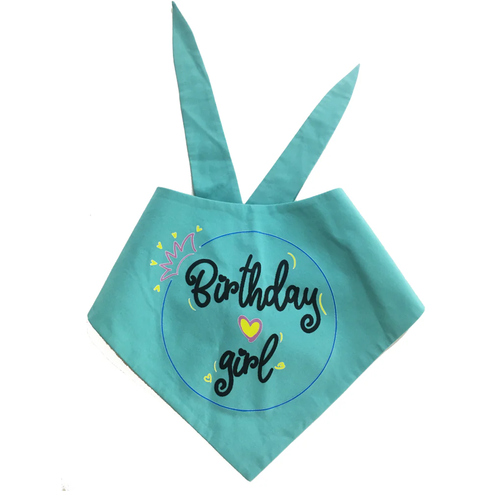 Dogobow Birthday Girl Scarf for Dogs (Teal blue) (Get a Bow Free) - Image 4
