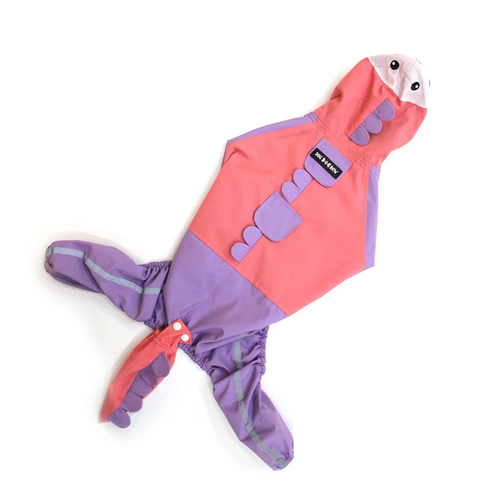 Dogobow Bubble's Dino Raincoat for Dogs and Cats (Pink/Purple) - Image 11