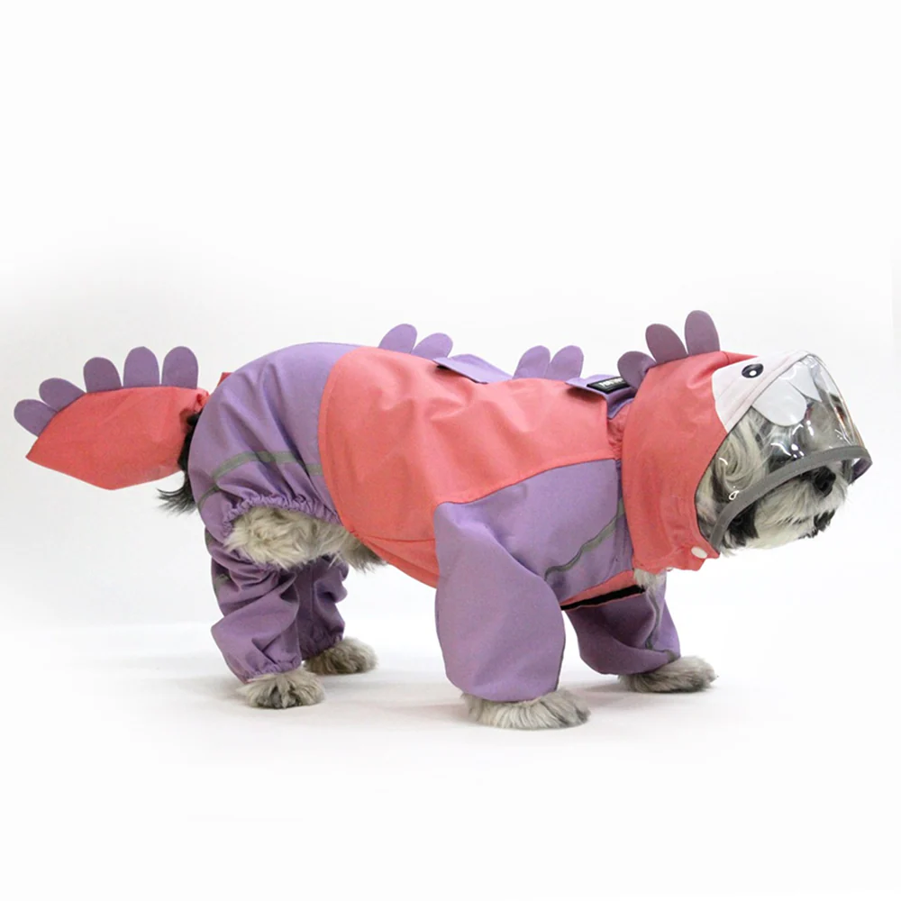 Dogobow Bubble's Dino Raincoat for Dogs and Cats (Pink/Purple) - Image 13