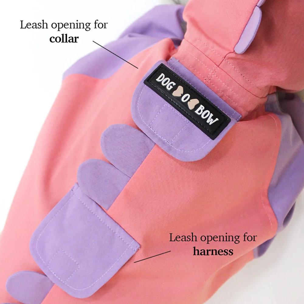 Dogobow Bubble's Dino Raincoat for Dogs and Cats (Pink/Purple) - Image 3