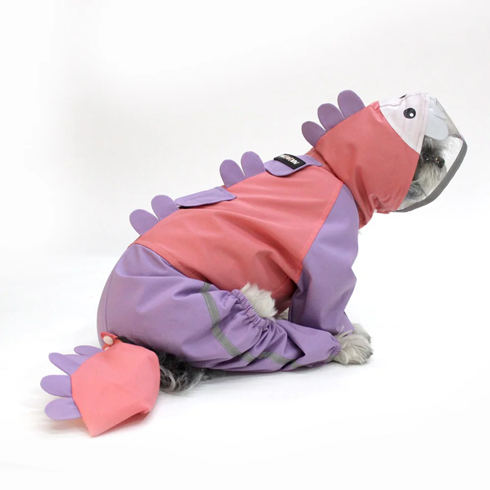 Dogobow Bubble's Dino Raincoat for Dogs and Cats (Pink/Purple) - Image 9