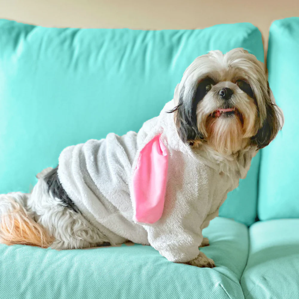 Dogobow Bunny Hoodie for Dogs and Cats (White) (Get a Bow Free) - Image 4