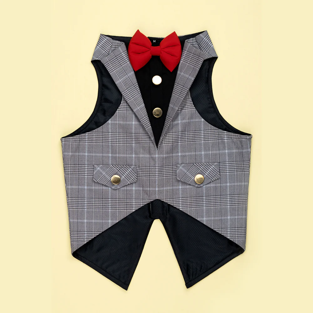 Dogobow Checked Tuxedo for Dogs (Grey) (Get a Bow Free) - Image 4