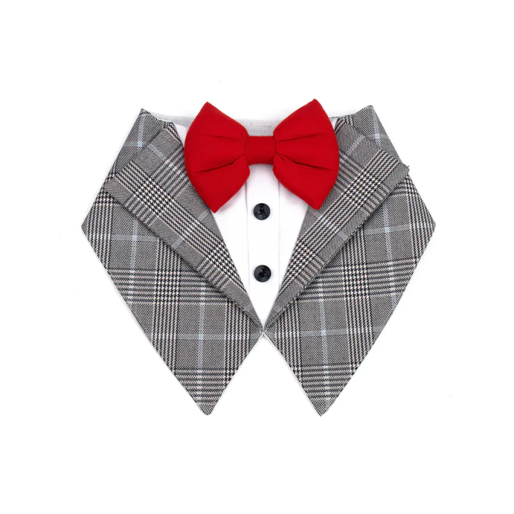 Dogobow Checked Tuxedo Vest Bandana for Dogs (Grey) (Get a Bow Free) - Image 4