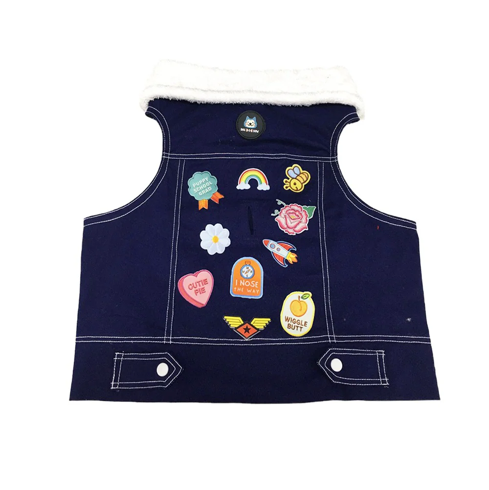 Dogobow Denim Jacket for Dogs and Cats (Navy Blue) (Get a Bow Free) - Image 4
