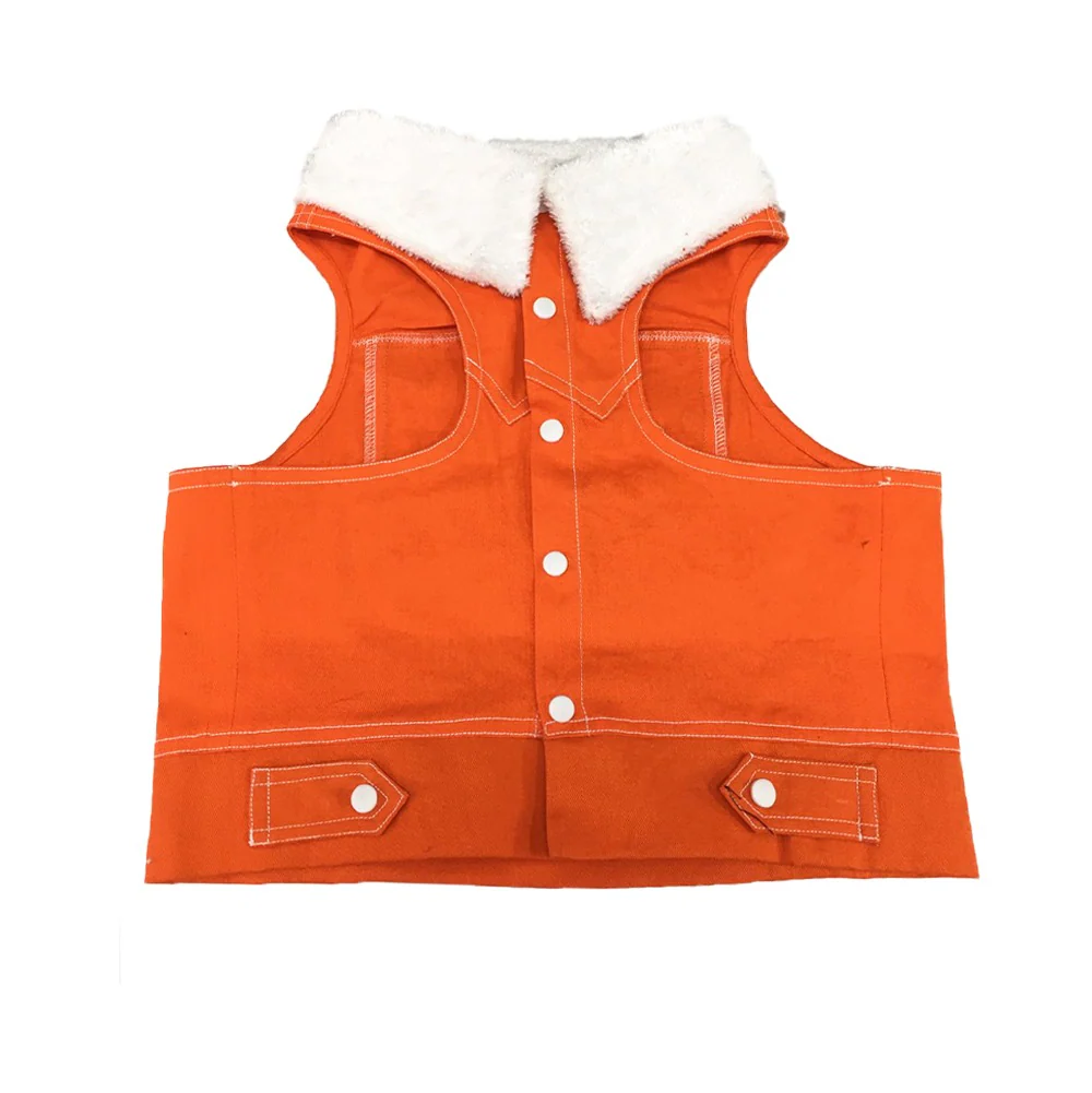 Dogobow Denim Jacket for Dogs and Cats (Orange) (Get a Bow Free) - Image 5