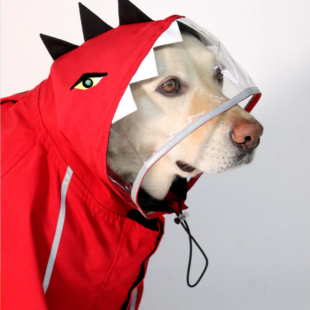 Dogobow Dino Body Suit Raincoat for Dogs and Cats (Red) - Image 3