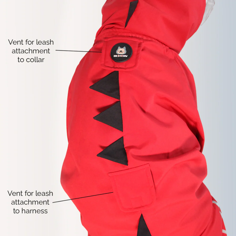 Dogobow Dino Body Suit Raincoat for Dogs and Cats (Red) - Image 4