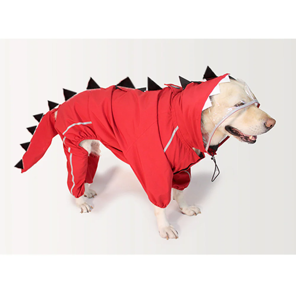 Dogobow Dino Body Suit Raincoat for Dogs and Cats (Red) - Image 6