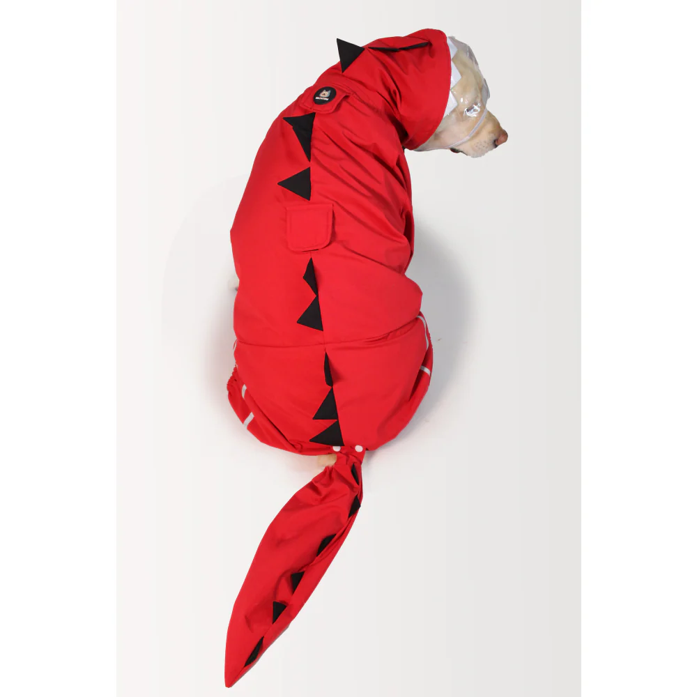 Dogobow Dino Body Suit Raincoat for Dogs and Cats (Red) - Image 7